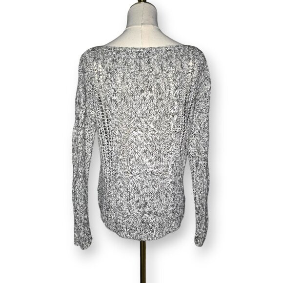 Free People Chunky Knit Open Stitch Sweater - Gray/Black/White Marl - Picture 5 of 7